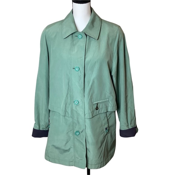 Vintage Jackets & Blazers - Vintage Women's 80's Pastel Green Longline Anorak Parka Coat Size S/M